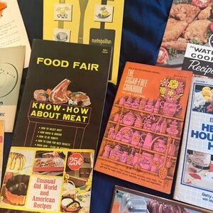 Lot of 22 vintage cooking recipe books meats,Italian,and ice cream